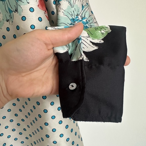 Zara floral and polka dot long sleeve blouse button down shirt - Picture 4 of 5
